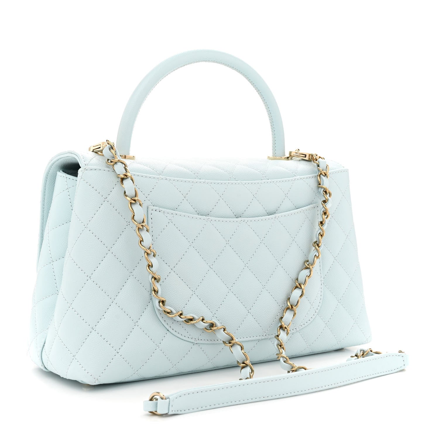 Chanel Caviar Quilted Small Coco Handle Flap Light Blue 3 of 12
