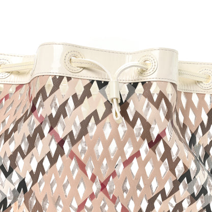 Burberry Patent PVC Supernova Check Net Drawstring Bag White 8 of 11