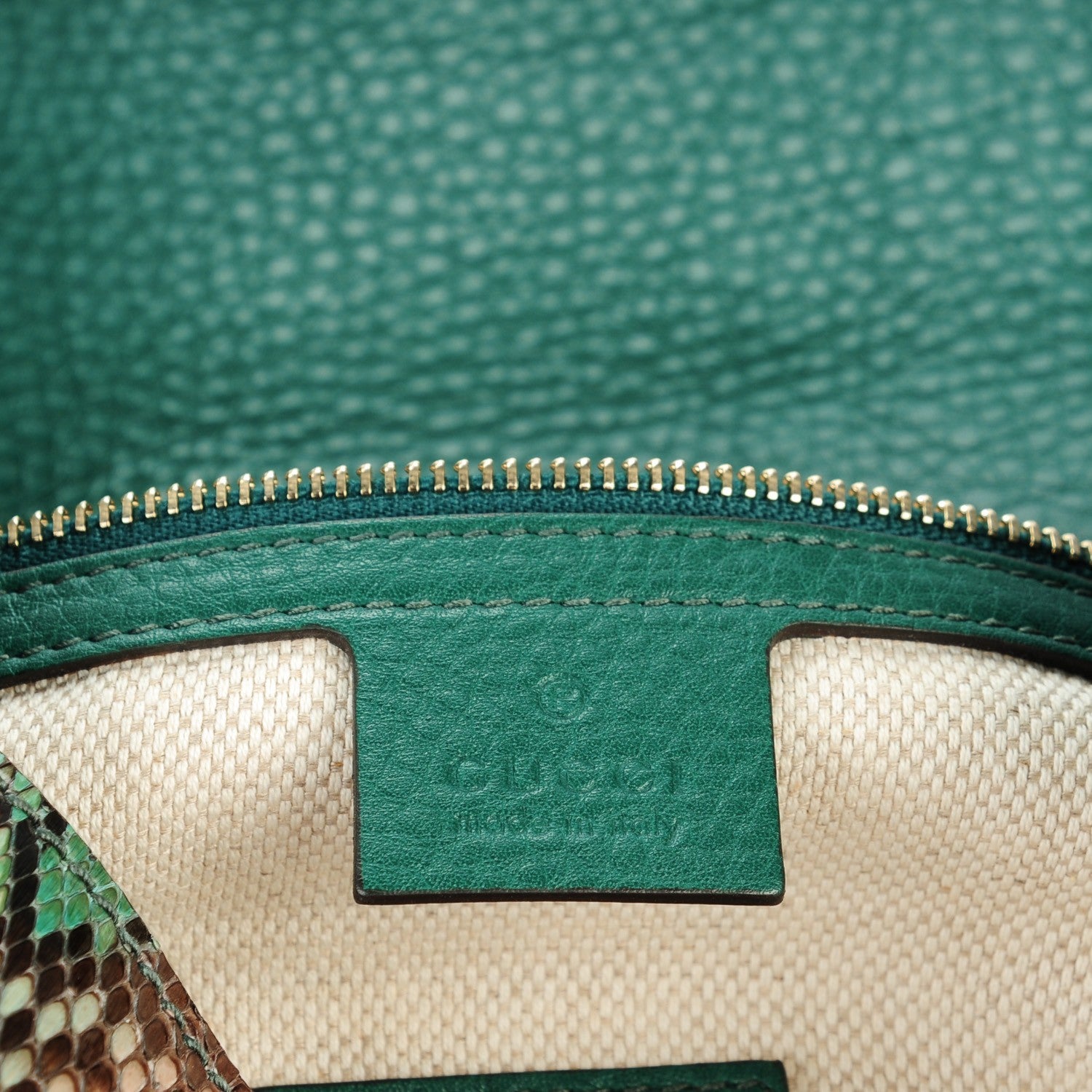 Gucci Python Medium Soho Clutch Green 6 of 7