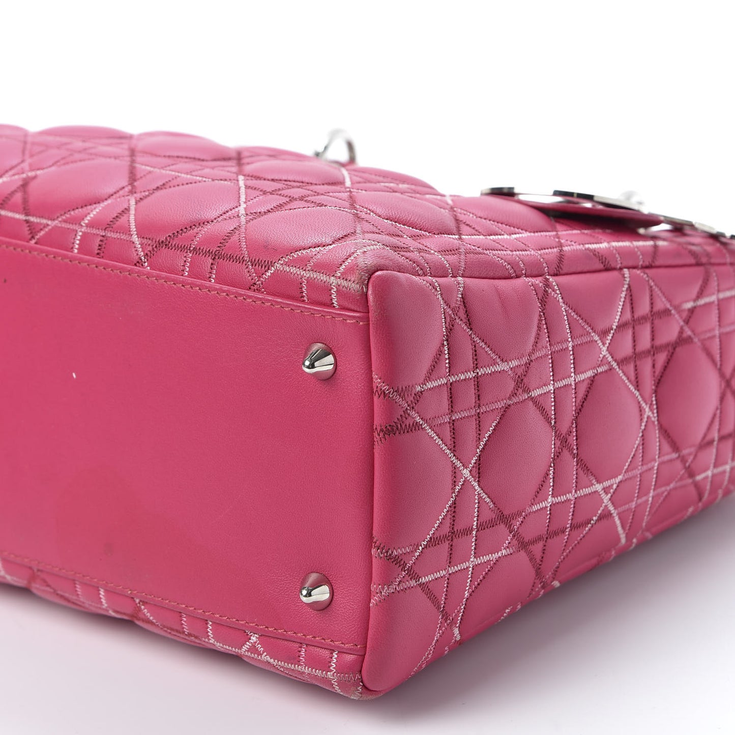 Lambskin Cannage Medium Lady Dior Fuchsia Multi