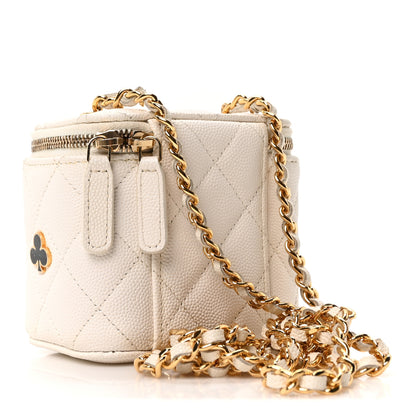 Chanel Caviar Quilted Enamel Coco Casino Mini Vanity Case With Chain White 3 of 10