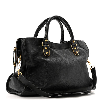 Balenciaga Chevre Gold Metallic Edge Hardware City Black 4 of 17