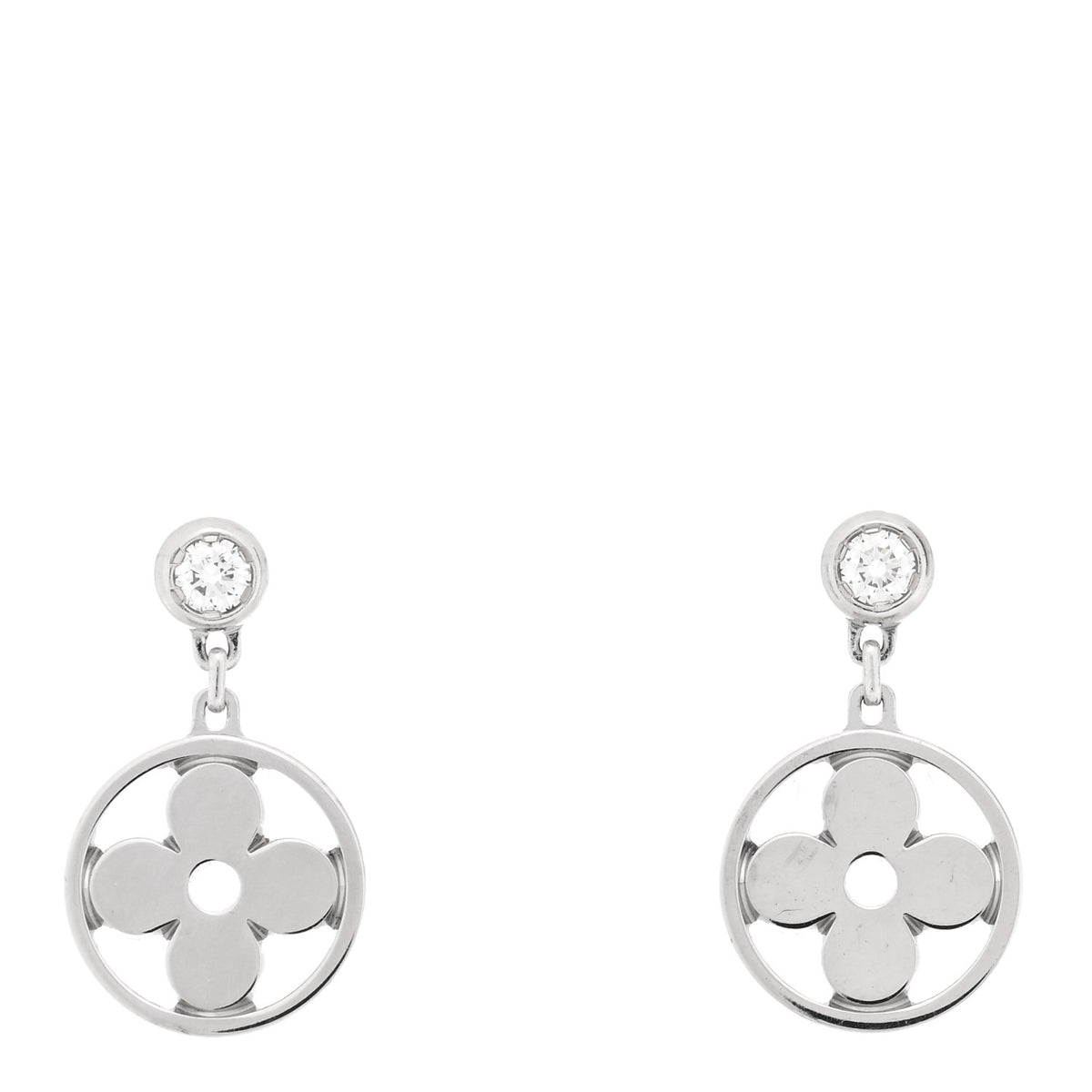 Louis Vuitton 18K White Gold Diamond Idylle Blossom Stud Earrings 1 of 4