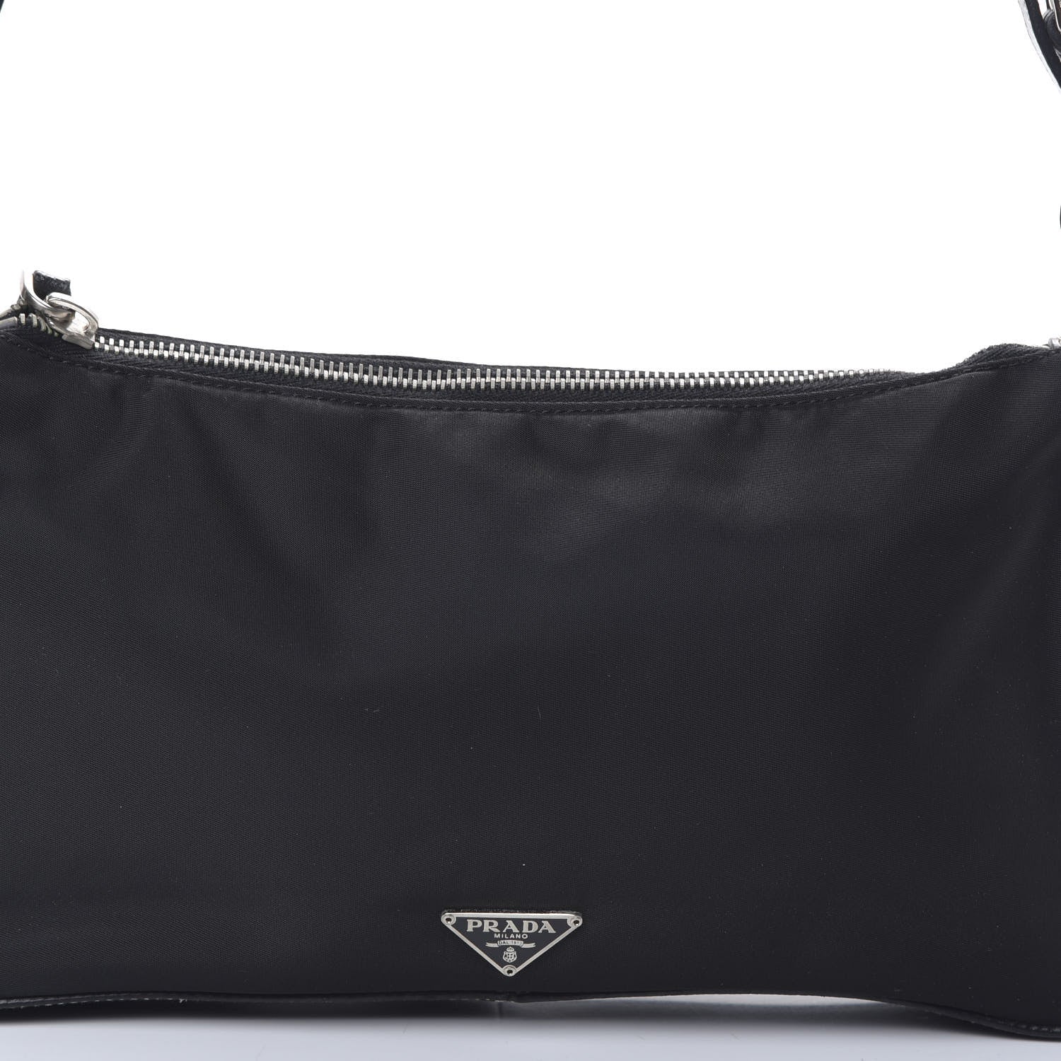 Prada Tessuto Nylon Saffiano Shoulder Bag Black 8 of 8
