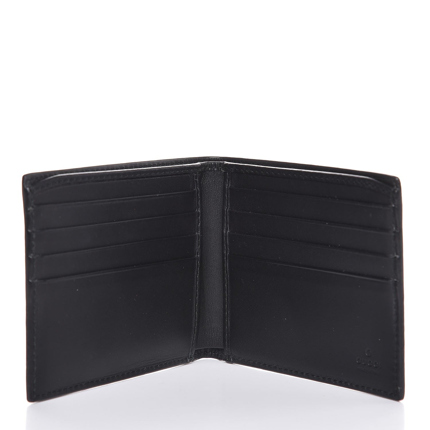 Gucci GG Supreme Monogram Selleria Calfskin Tiger Nice Bi-Fold Wallet Beige Ebony Multicolor Black 5 of 8