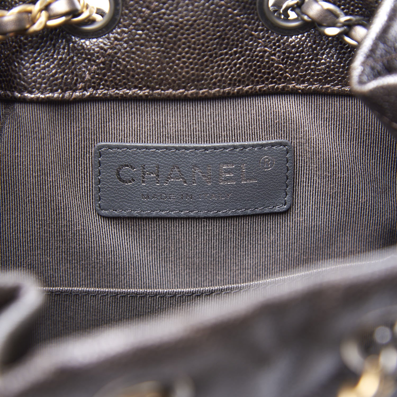 Chanel Metallic Grained Goatskin Chevron Quilted Gabrielle Backpack Dark Silver Gold 8 of 10