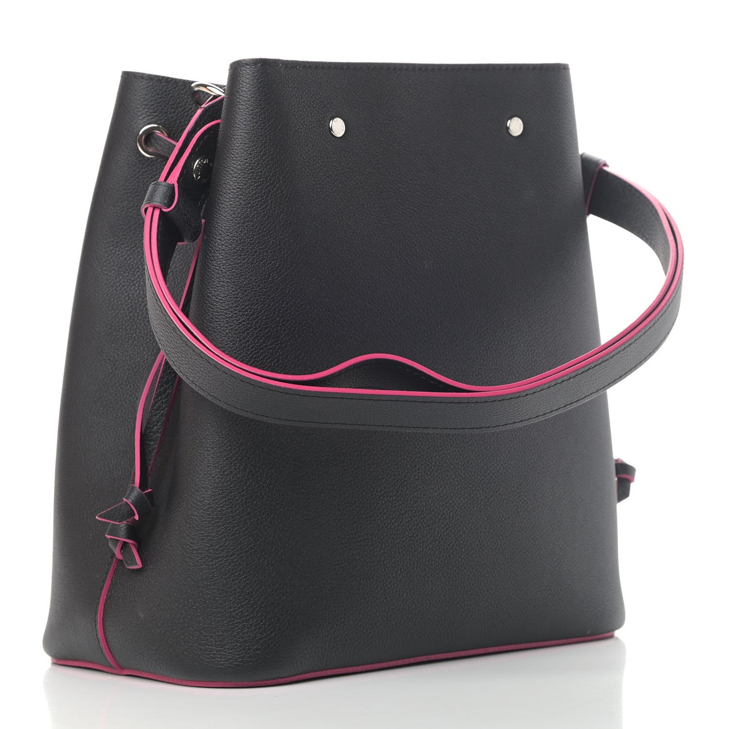 Calfskin Lockme Bucket Black