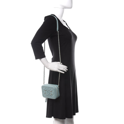 Chanel Caviar Quilted Filigree Vanity Clutch With Chain Light Blue 2 of 11
