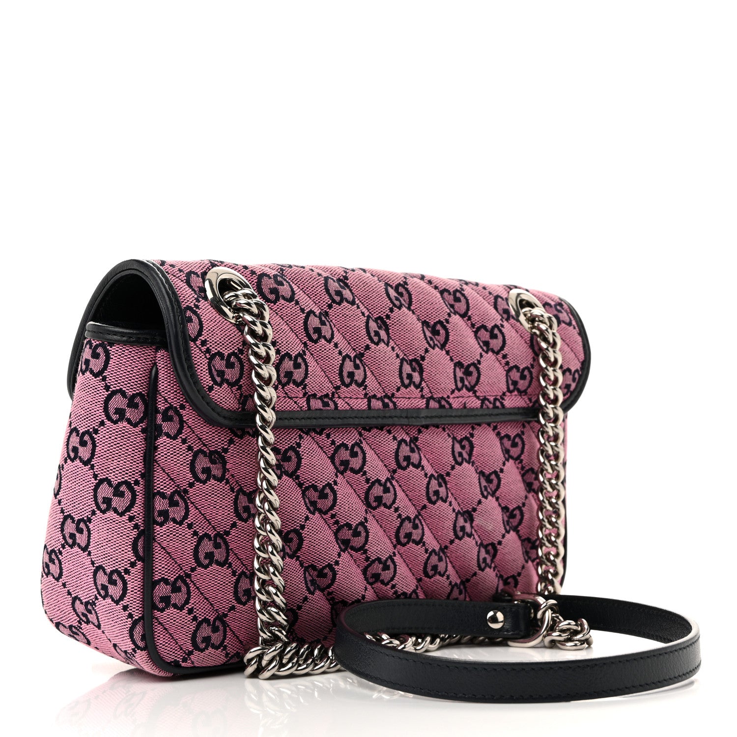 Gucci Monogram Multicolor Matelasse Diagonal Small GG Marmont Shoulder Bag Pink Blue 4 of 25