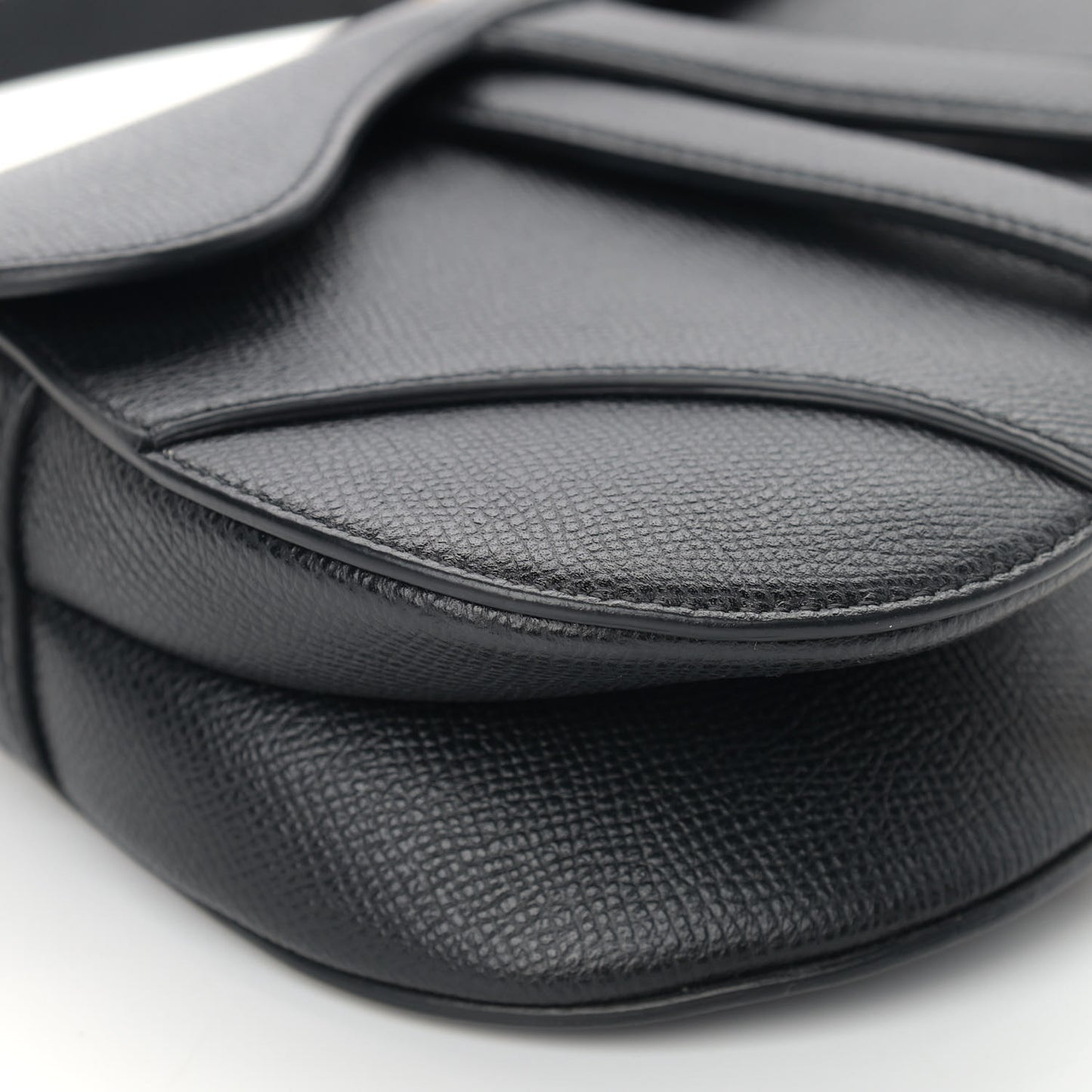 Grained Calfskin Mini Saddle Bag Black