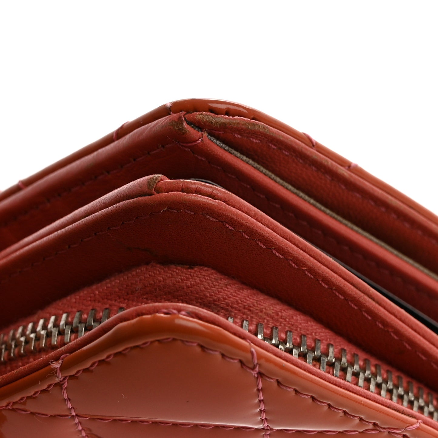 Patent Quilted Brilliant Zipped Pocket Wallet Pink