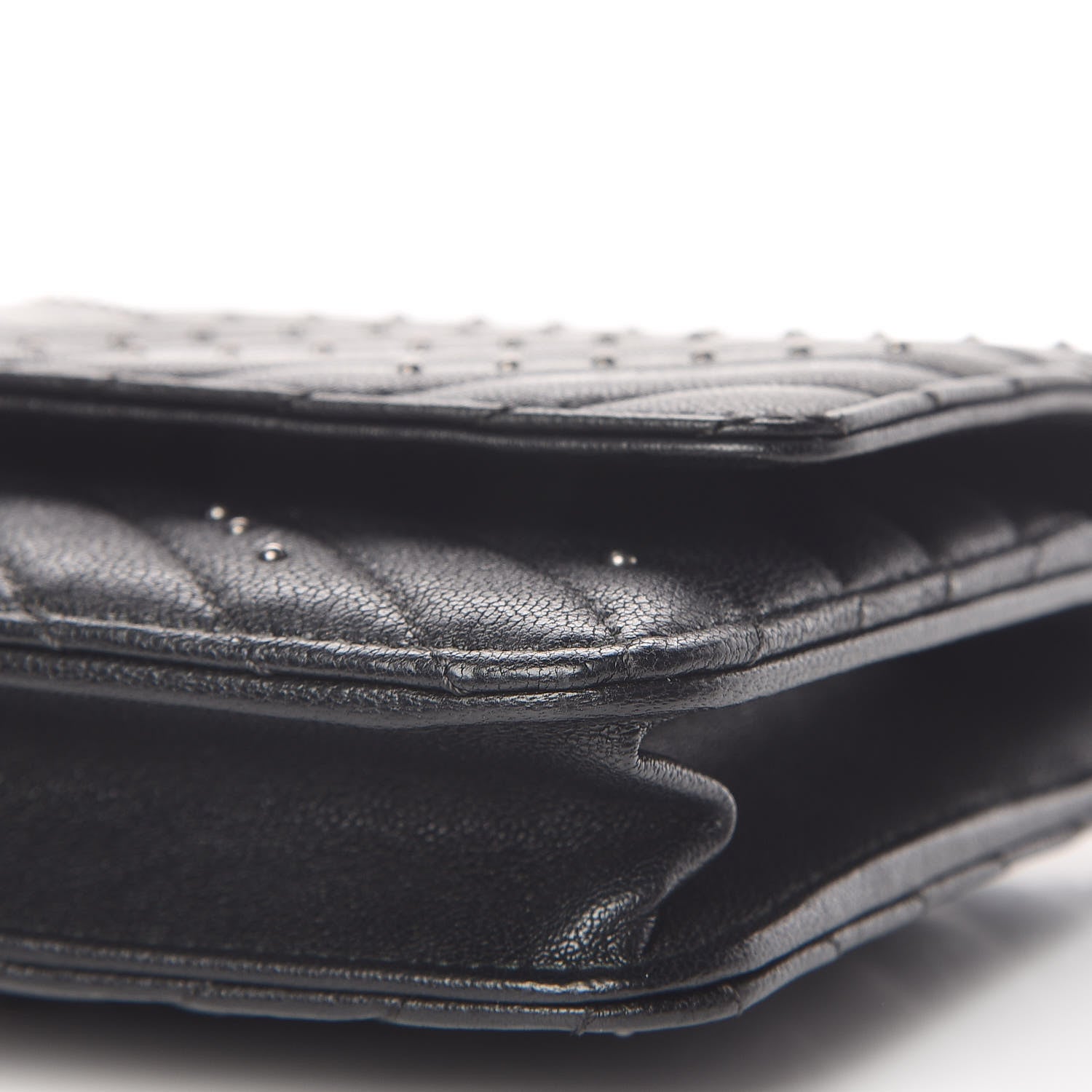 Chanel Sheepskin Chevron Quilted Studded Reissue Wallet On Chain WOC Black 7 of 14