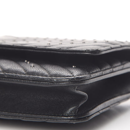 Chanel Sheepskin Chevron Quilted Studded Reissue Wallet On Chain WOC Black 7 of 14