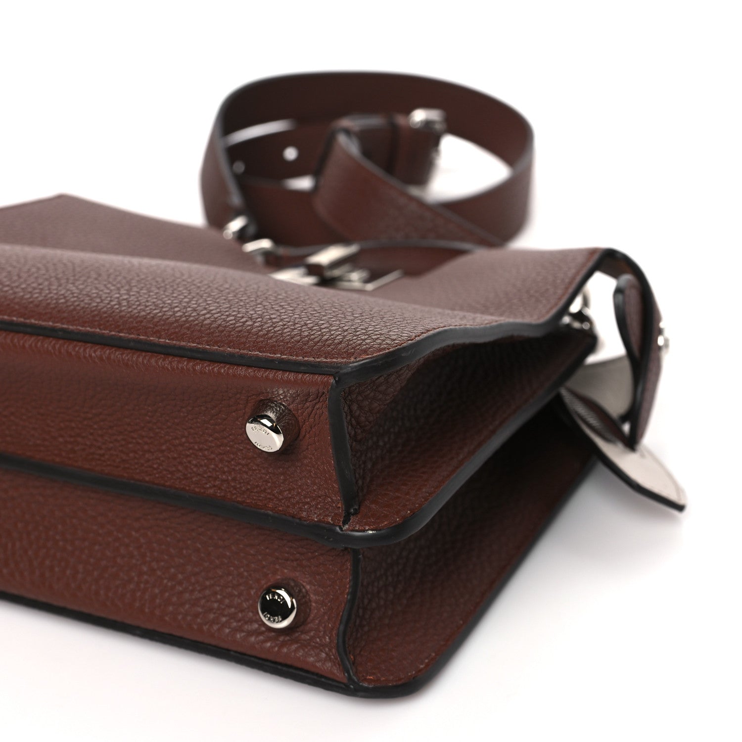 Fendi Cuoio Romano Vitello Cover Glazed Fabric Bi-Color FF 1974 Mini Peekaboo I SEE U Satchel Ghianda Grezzo 10 of 11