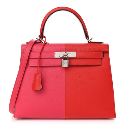 Hermes Epsom Casaque Kelly Sellier 28 Rouge Coeur Rose Extreme Bleu Zanzibar 1 of 10