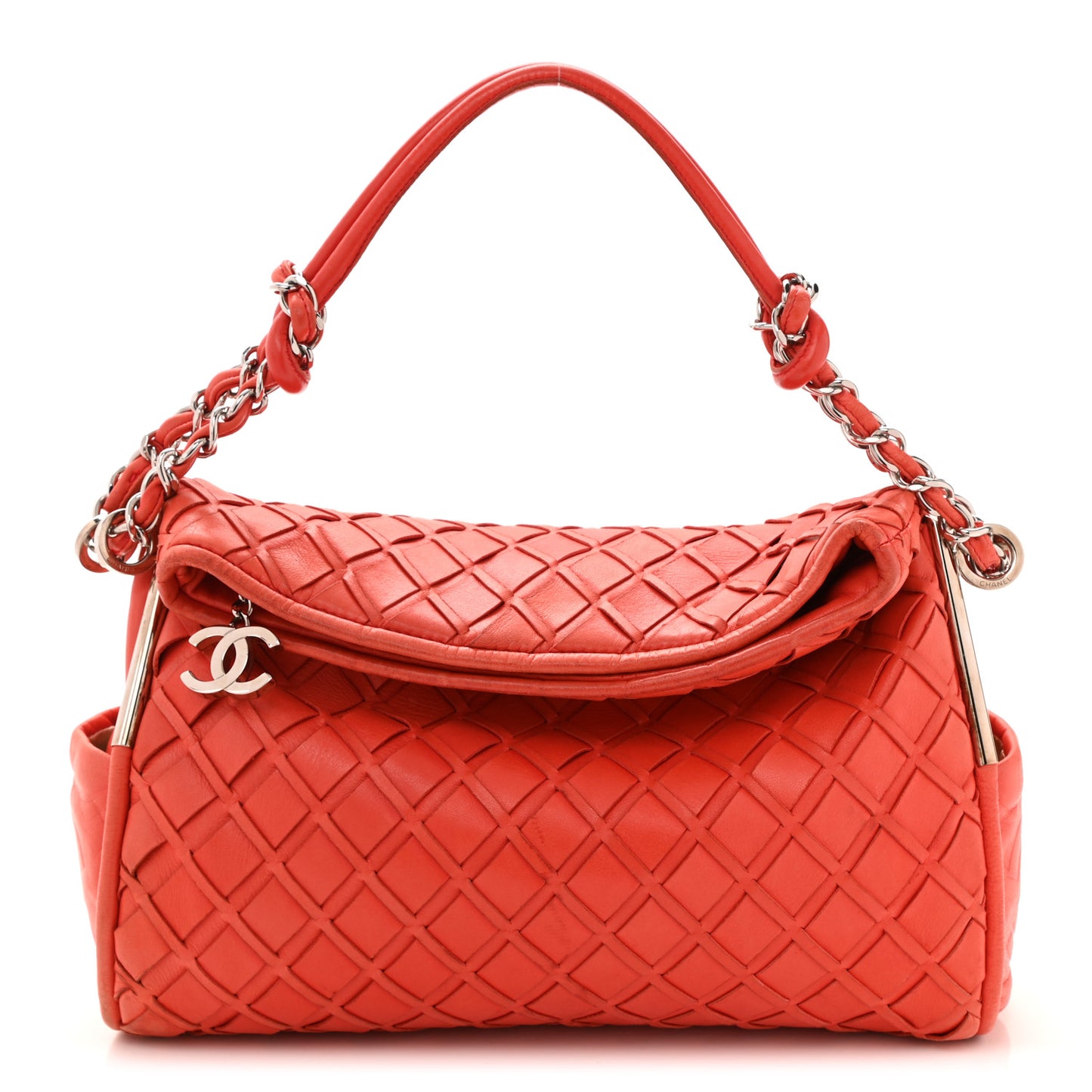 Lambskin Woven Medium Ultimate Soft Sombrero Hobo Red