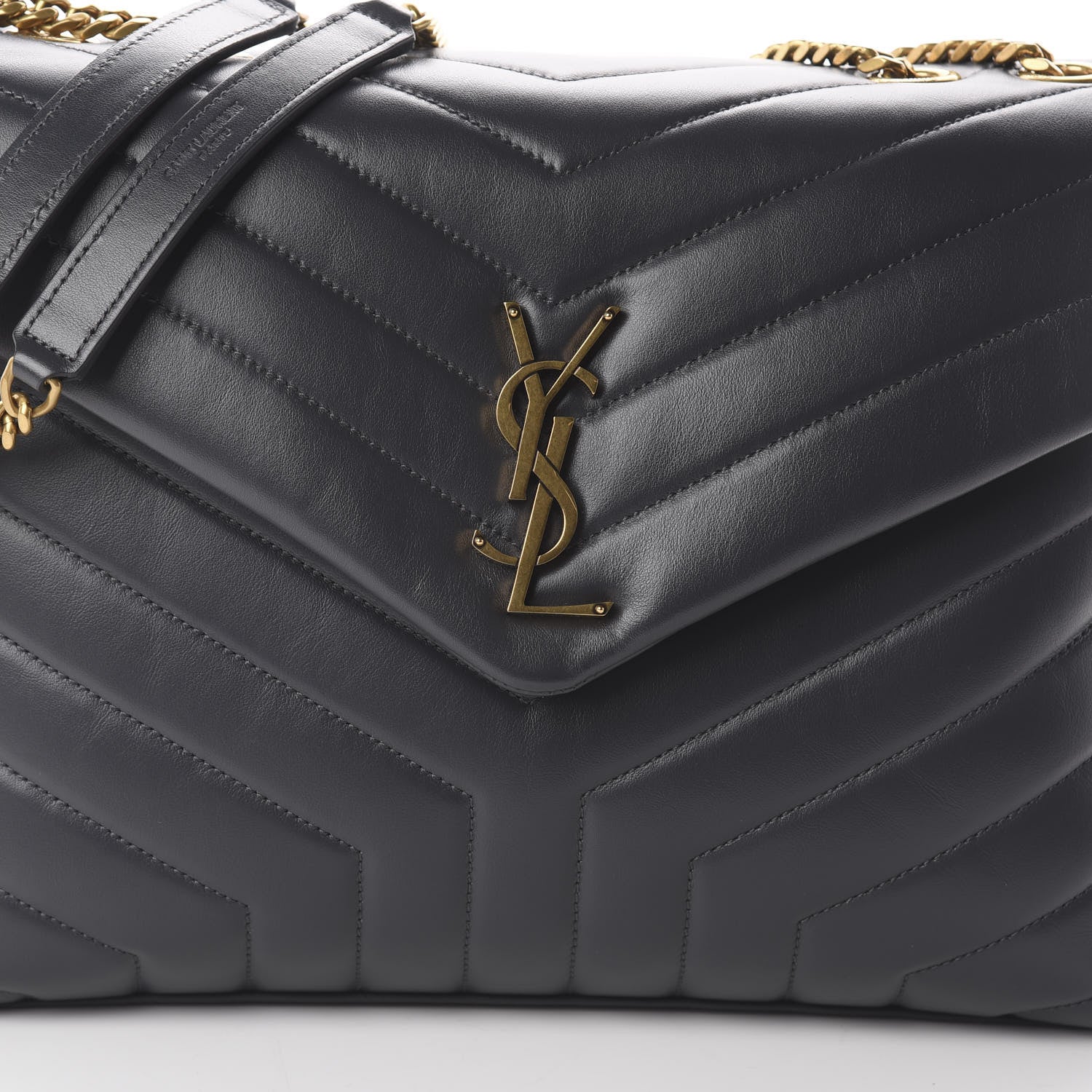 Saint Laurent Calfskin Y Quilted Monogram Medium Loulou Chain Satchel Asphalt 8 of 8