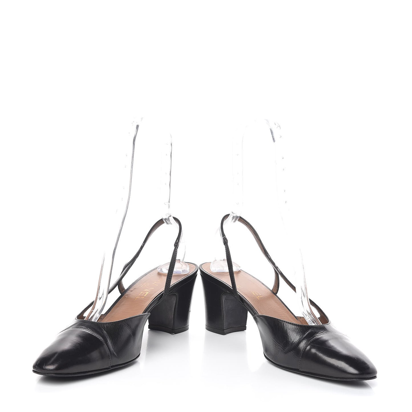 Calfskin Cap Toe CC Slingback Pumps 41.5 Black
