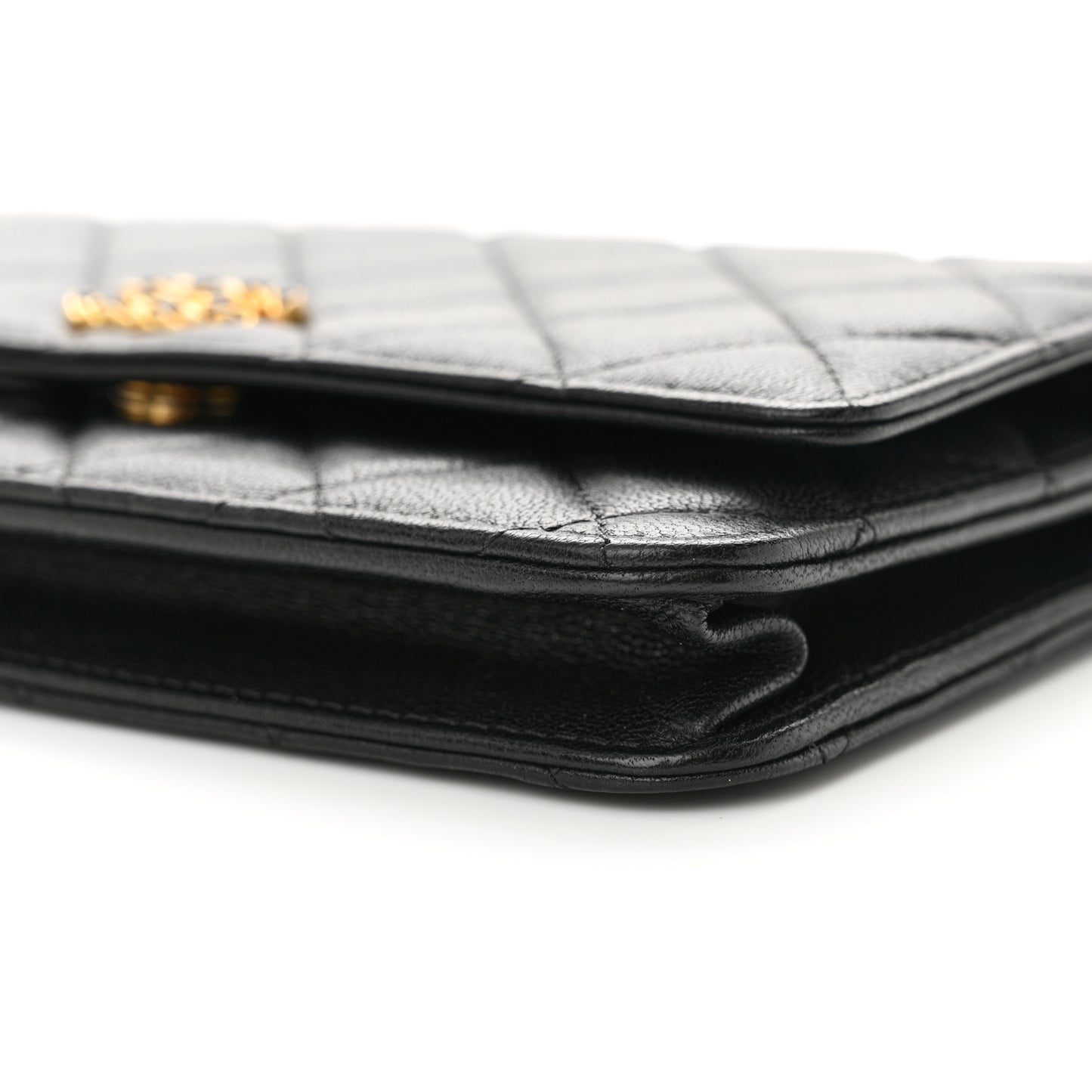 Lambskin Quilted Infinity Wallet On Chain WOC Black