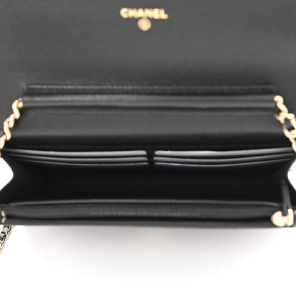 Chanel Caviar Quilted Crystal CC Wallet On Chain WOC Black 5 of 10