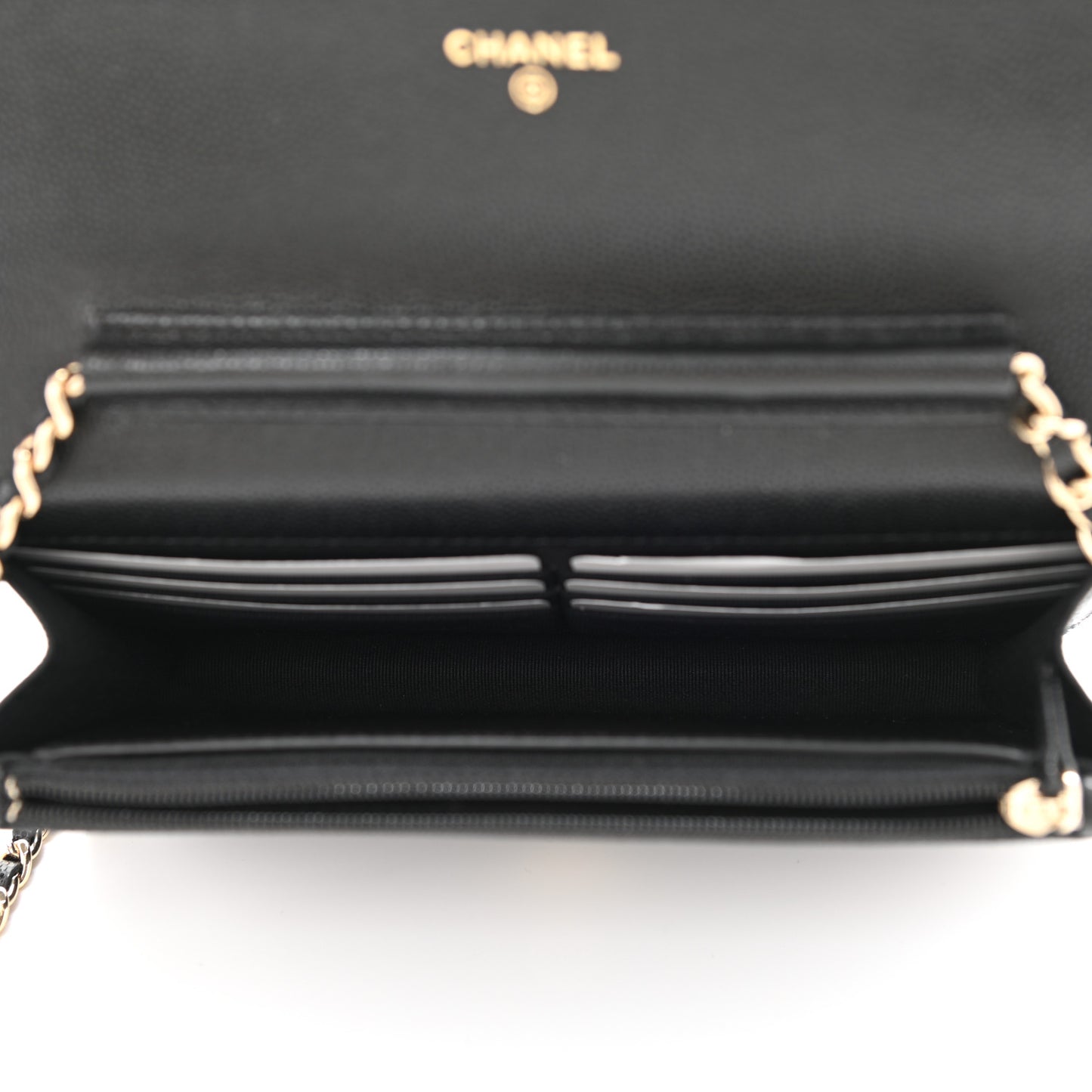 Caviar Quilted Crystal CC Wallet On Chain WOC Black