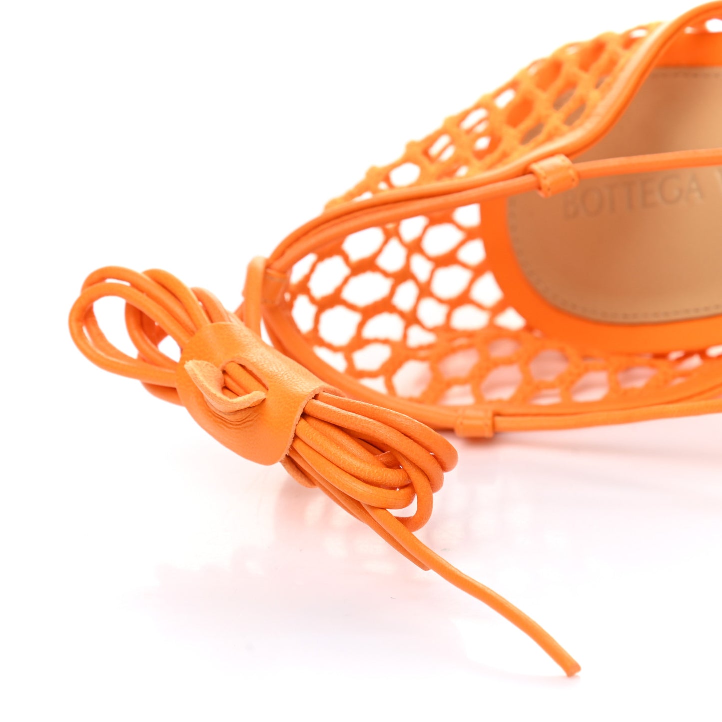 Mesh Nappa Stretch Ankle Tie Sandals 41 Tangerine