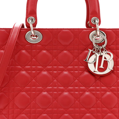 Christian Dior Lambskin Cannage Large Lady Dior Red 8 of 10