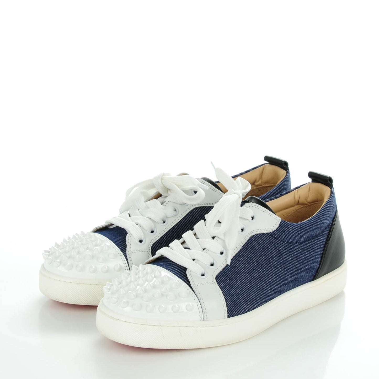 Denim Calfskin Louis Spikes Flat Sneakers 39.5 Blue