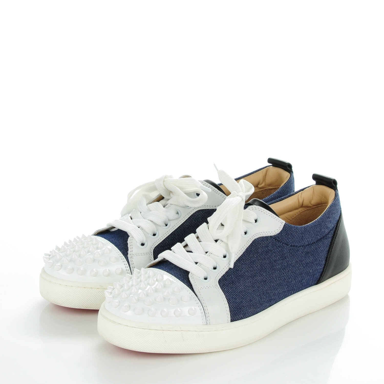 Christian Louboutin Denim Calfskin Louis Spikes Flat Sneakers 39.5 Blue 3 of 8