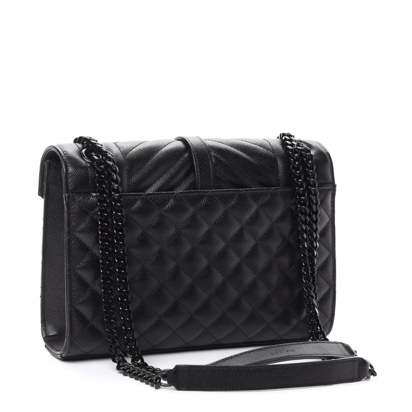 Grain De Poudre Textured Mixed Matelasse Triquilt Medium Monogram Satchel Black