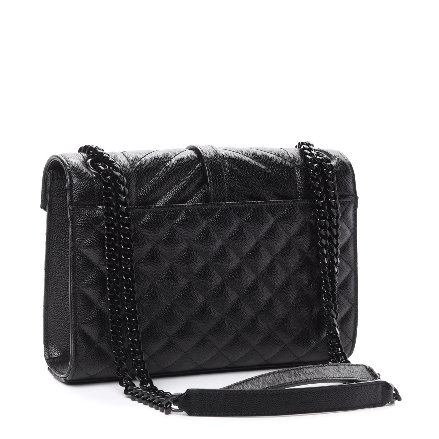 Saint Laurent Grain De Poudre Textured Mixed Matelasse Triquilt Medium Monogram Satchel Black 3 of 10
