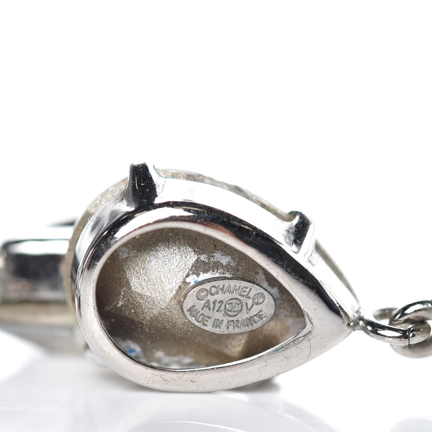 Chanel Crystal CC Tear Drop Earrings Silver 3 of 5