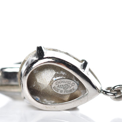 Chanel Crystal CC Tear Drop Earrings Silver 3 of 5