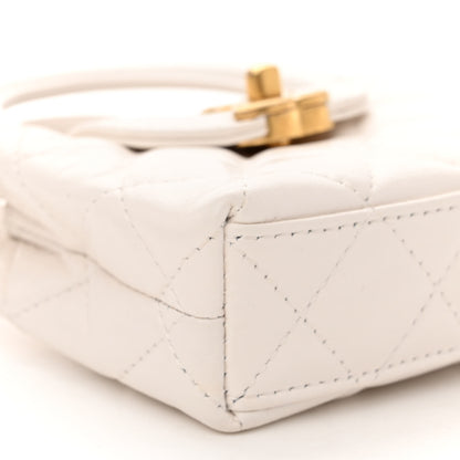 Chanel Shiny Aged Calfskin Quilted Mini Nano Kelly Shopper White 9 of 11