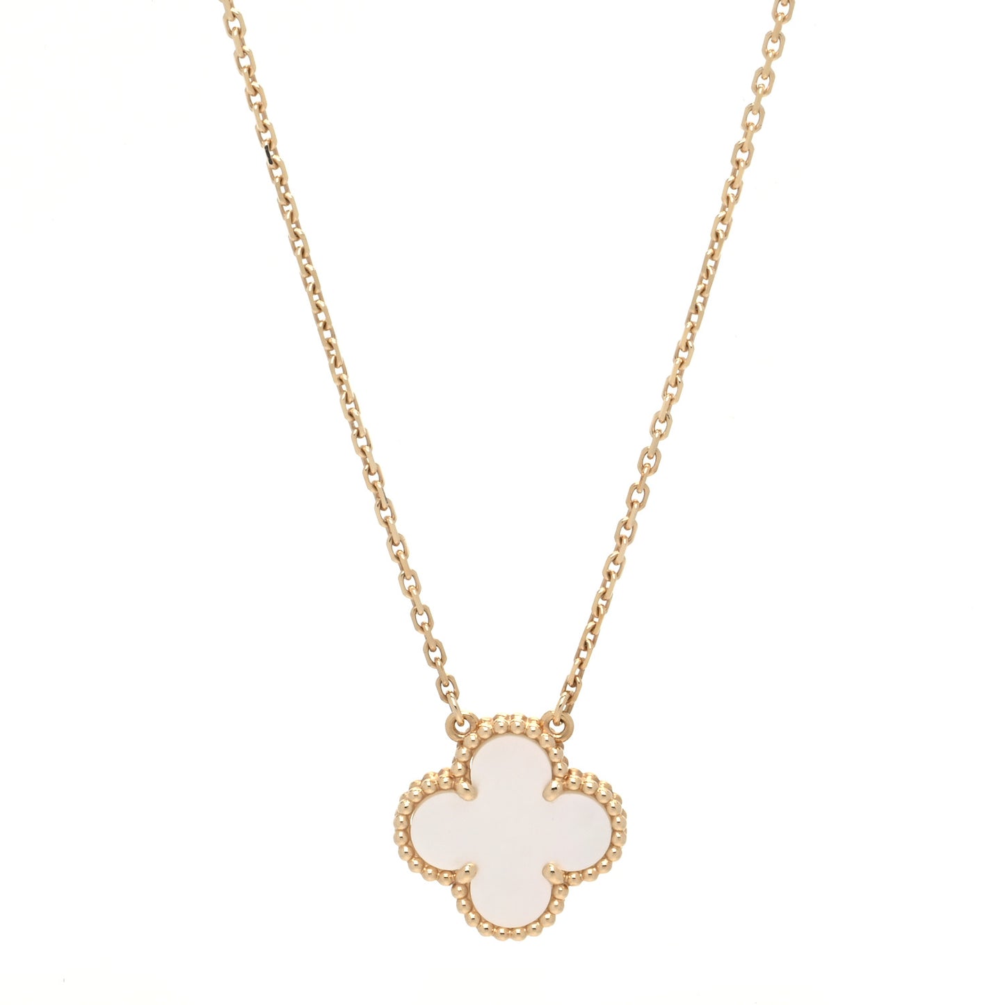 18K Yellow Gold Mother of Pearl Vintage Alhambra Pendant Necklace