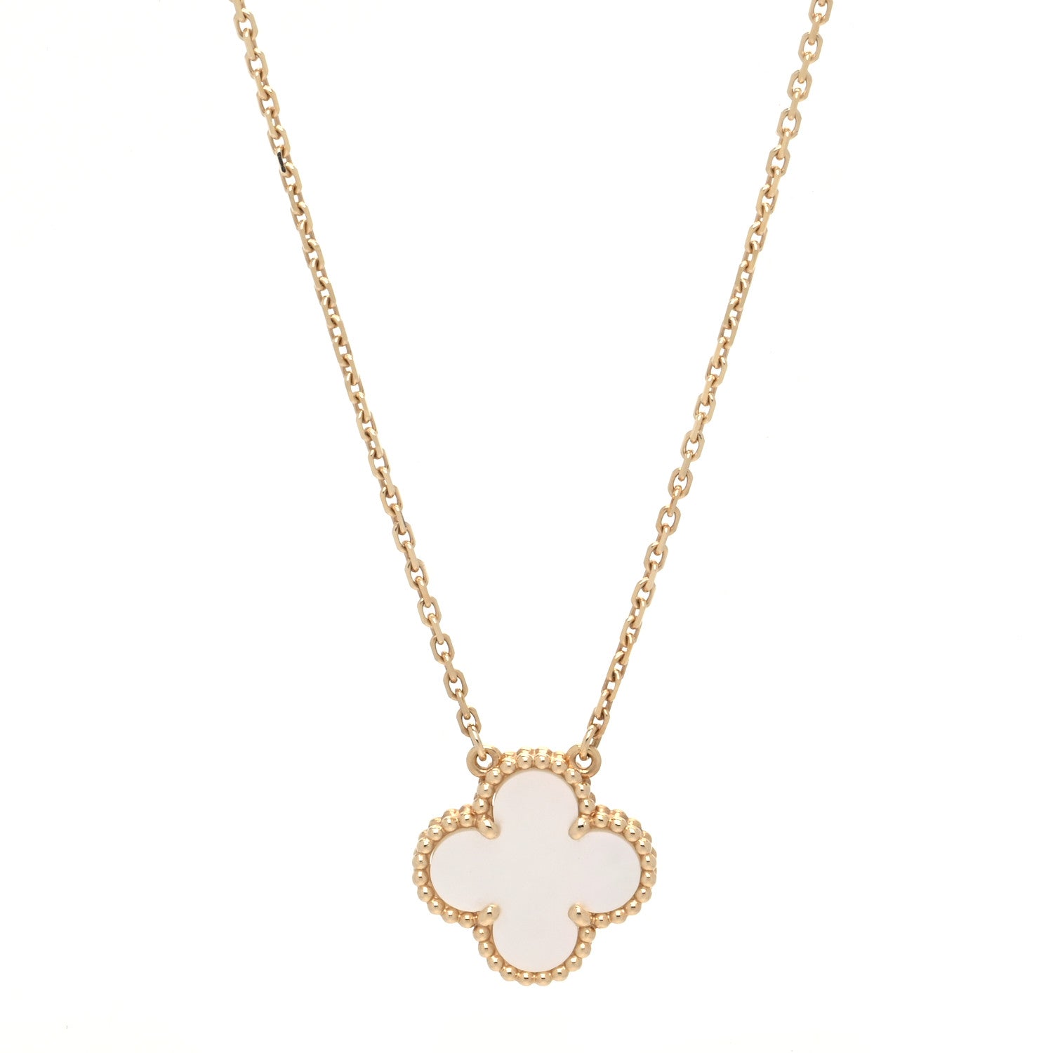 Van Cleef & Arpels 18K Yellow Gold Mother of Pearl Vintage Alhambra Pendant Necklace 1 of 5