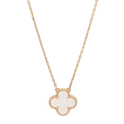 Van Cleef & Arpels 18K Yellow Gold Mother of Pearl Vintage Alhambra Pendant Necklace 1 of 5