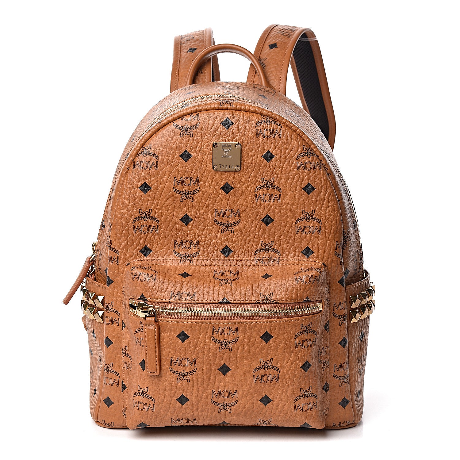 MCM Visetos Small Side Stud Stark Backpack Cognac 1 of 11
