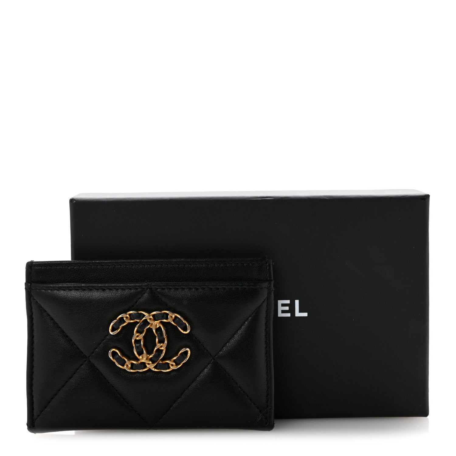 Chanel Lambskin Quilted Chanel 19 Card Holder Black 12 of 12