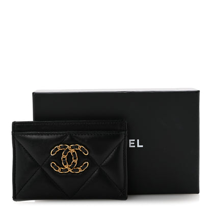 Chanel Lambskin Quilted Chanel 19 Card Holder Black 12 of 12