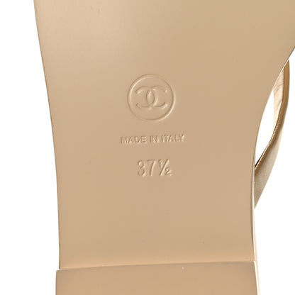Chanel Goatskin CC Times Square Thong Sandals 37.5 Beige 17 of 20