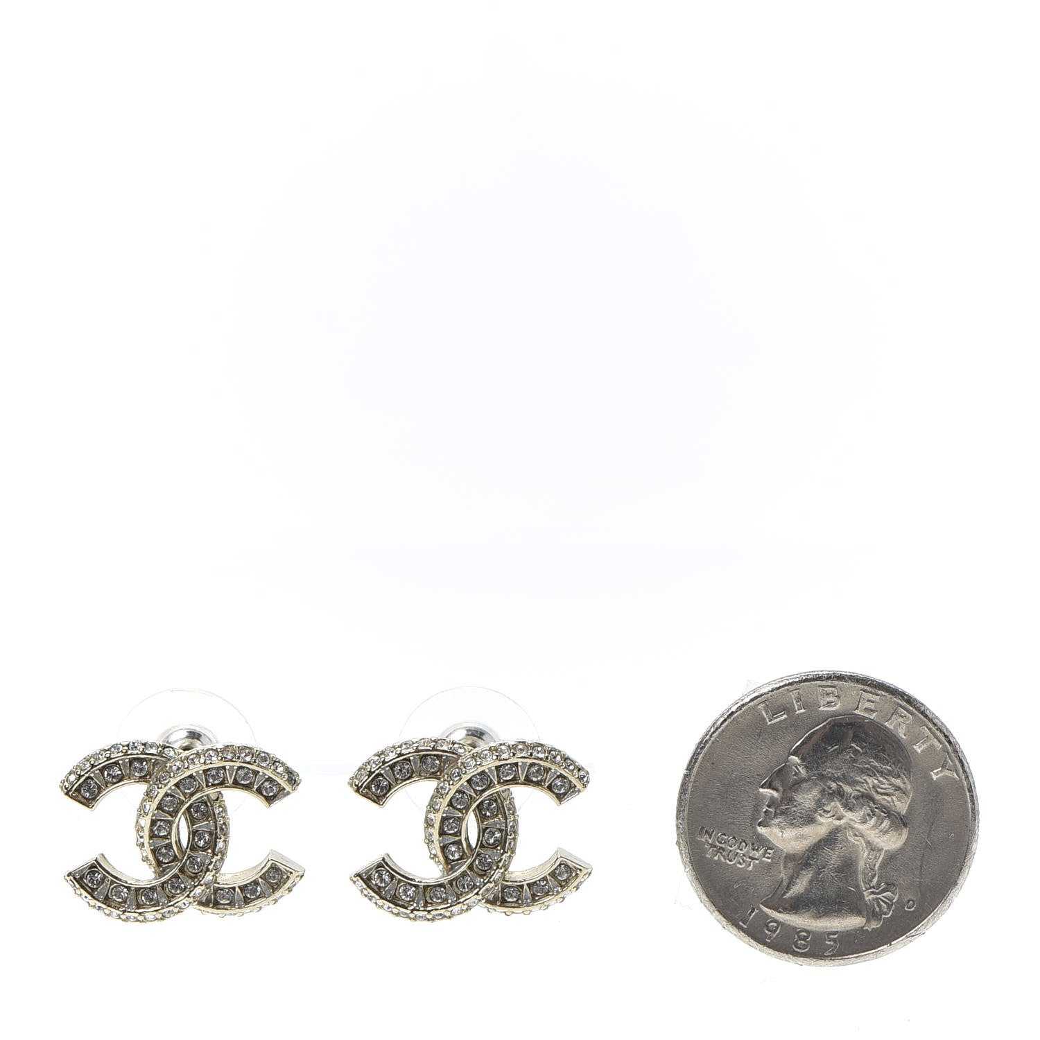 Chanel Crystal Timeless CC Earrings Light Gold 2 of 5