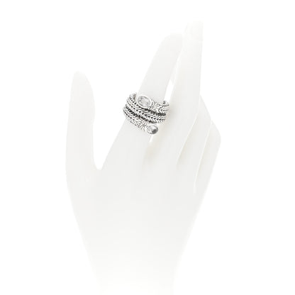 John Hardy Sterling Silver White Topaz Classic Chain Coil Ring 52 6 2 of 5