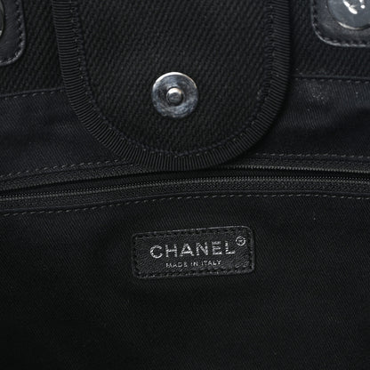 Chanel Canvas Pearl Medium Deauville Tote Black 6 of 10