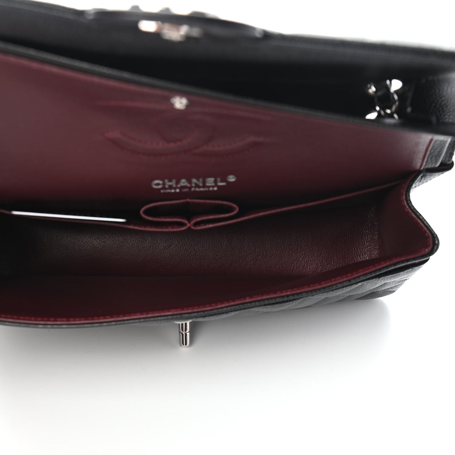 Caviar Quilted Medium Double Flap Black