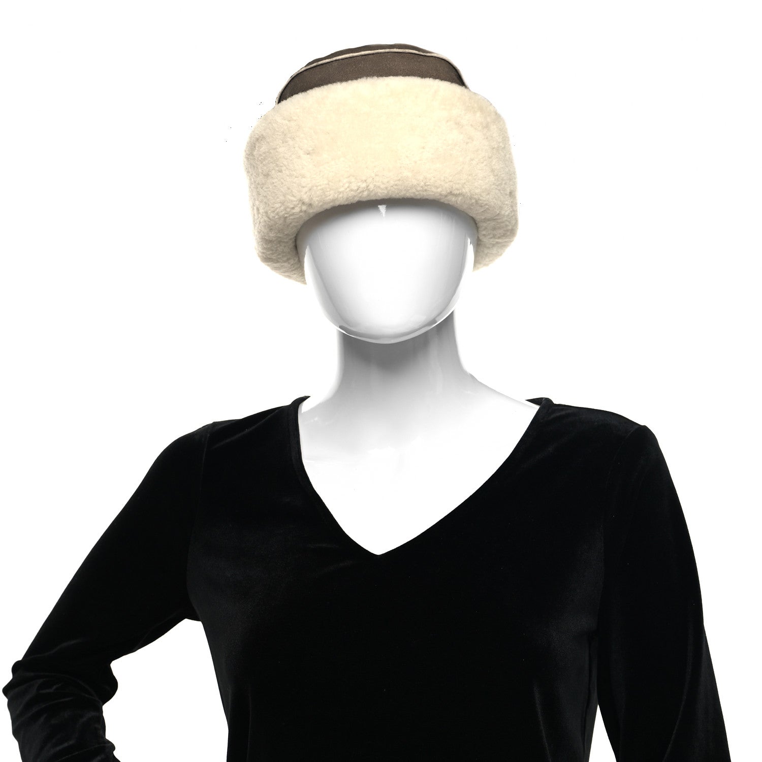 Hermes Lambskin Shearling Boa Hat 58 2 of 8