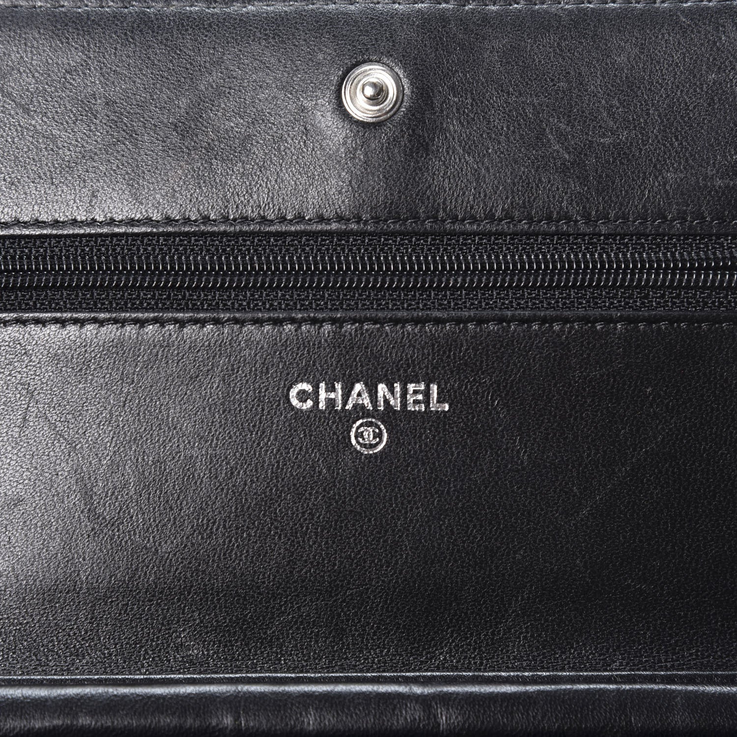 Chanel Distressed Patent Calfskin Quilted Wallet on Chain WOC Black 7 of 11