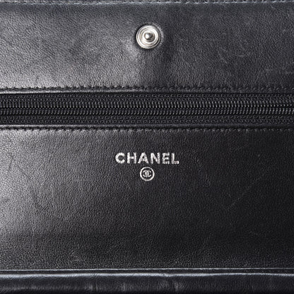 Chanel Distressed Patent Calfskin Quilted Wallet on Chain WOC Black 7 of 11