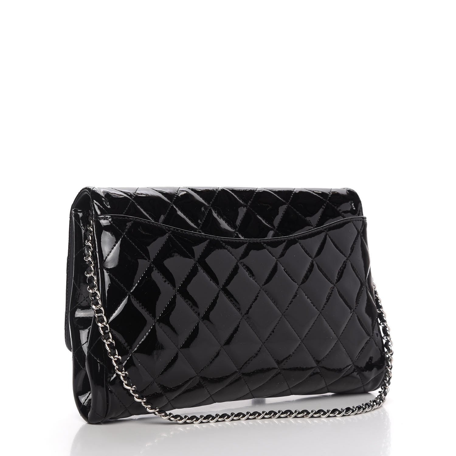Chanel Patent Quilted Clutch with Chain Flap Black 3 of 10