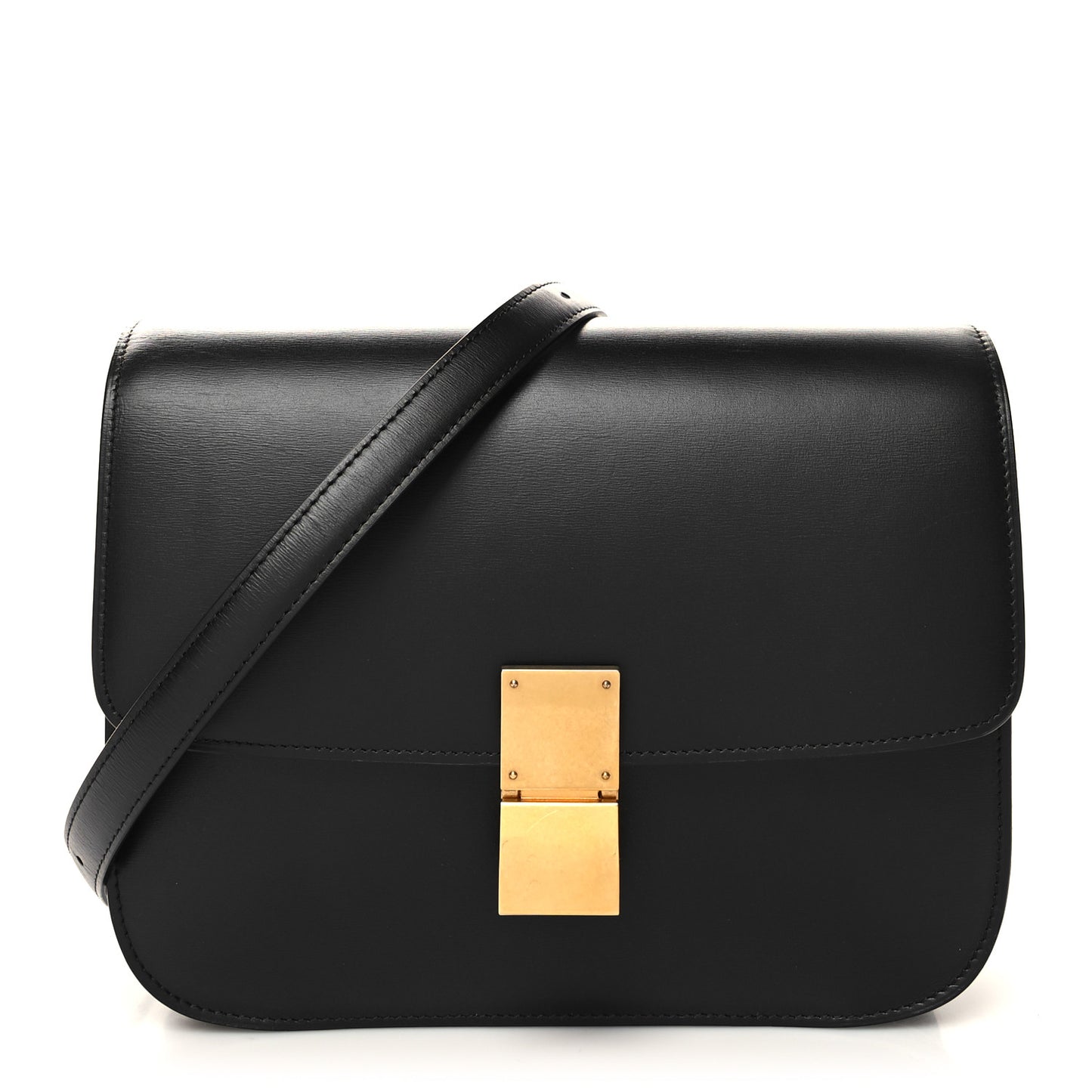 Box Calfskin Medium Classic Box Flap Bag Black
